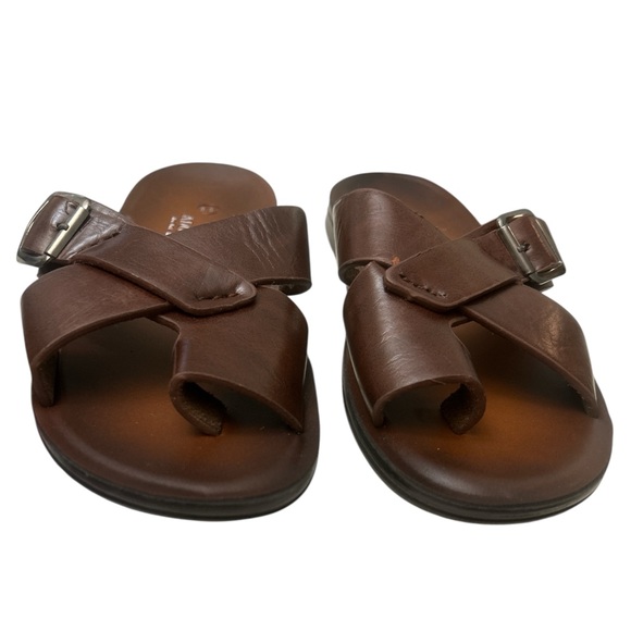 Adolfo Brown Leather Sandals Elegant Design‎ - Picture 1 of 5